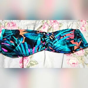 Tropical Print Bandeau Bikini Top